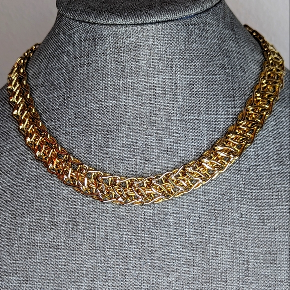 Large Collar necklace vintage gold tone - Picture 1 of 11